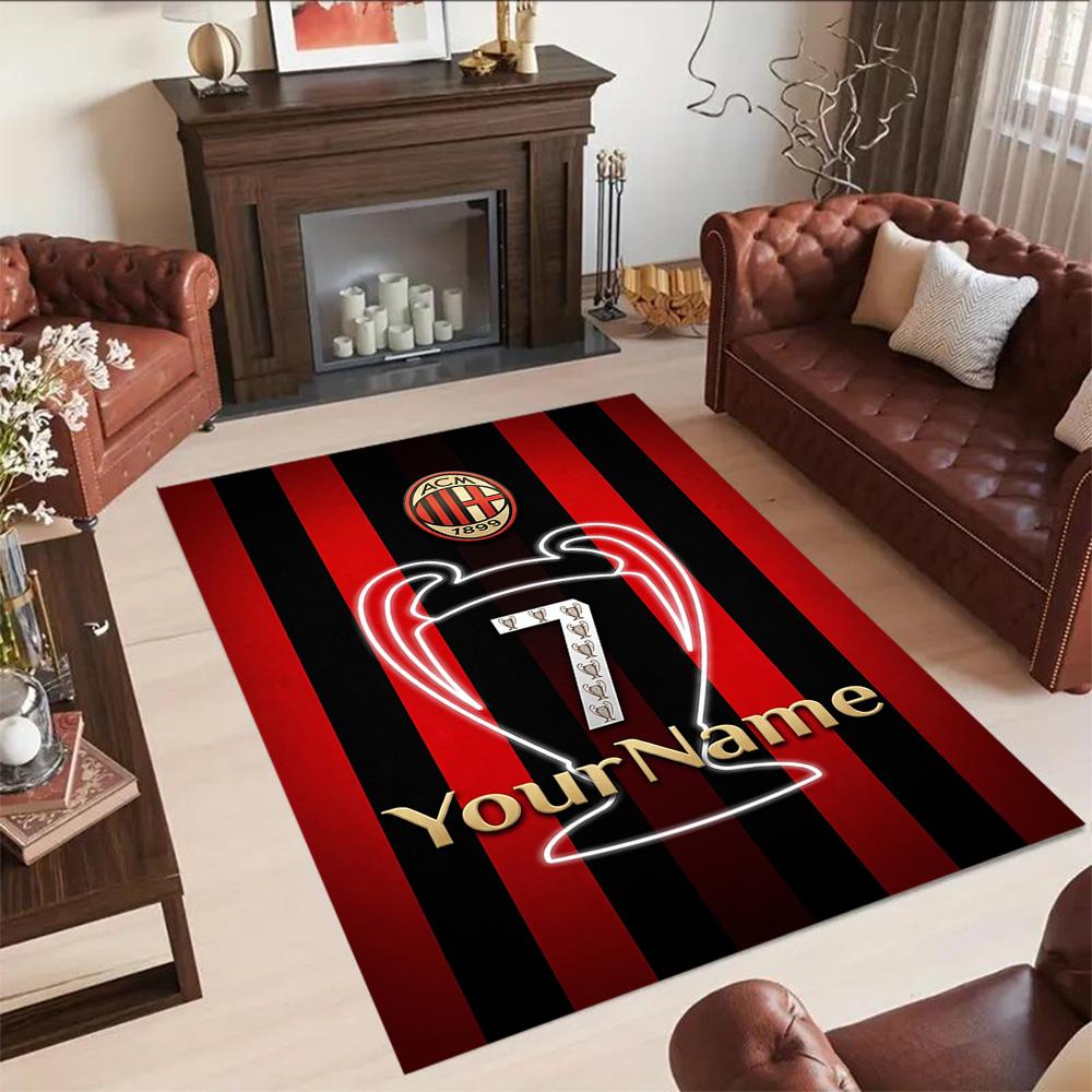 Ac Milan Customize Your Name Carpet Suitable for Foyer Bedrooms Playrooms Outdoor Anti-slip Rug Decorate Offices Perfect Birthday/Christmas Gift Idea