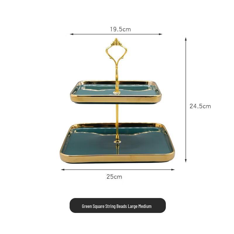 Two-Tier Gold Rim Ceramic Dessert Stand