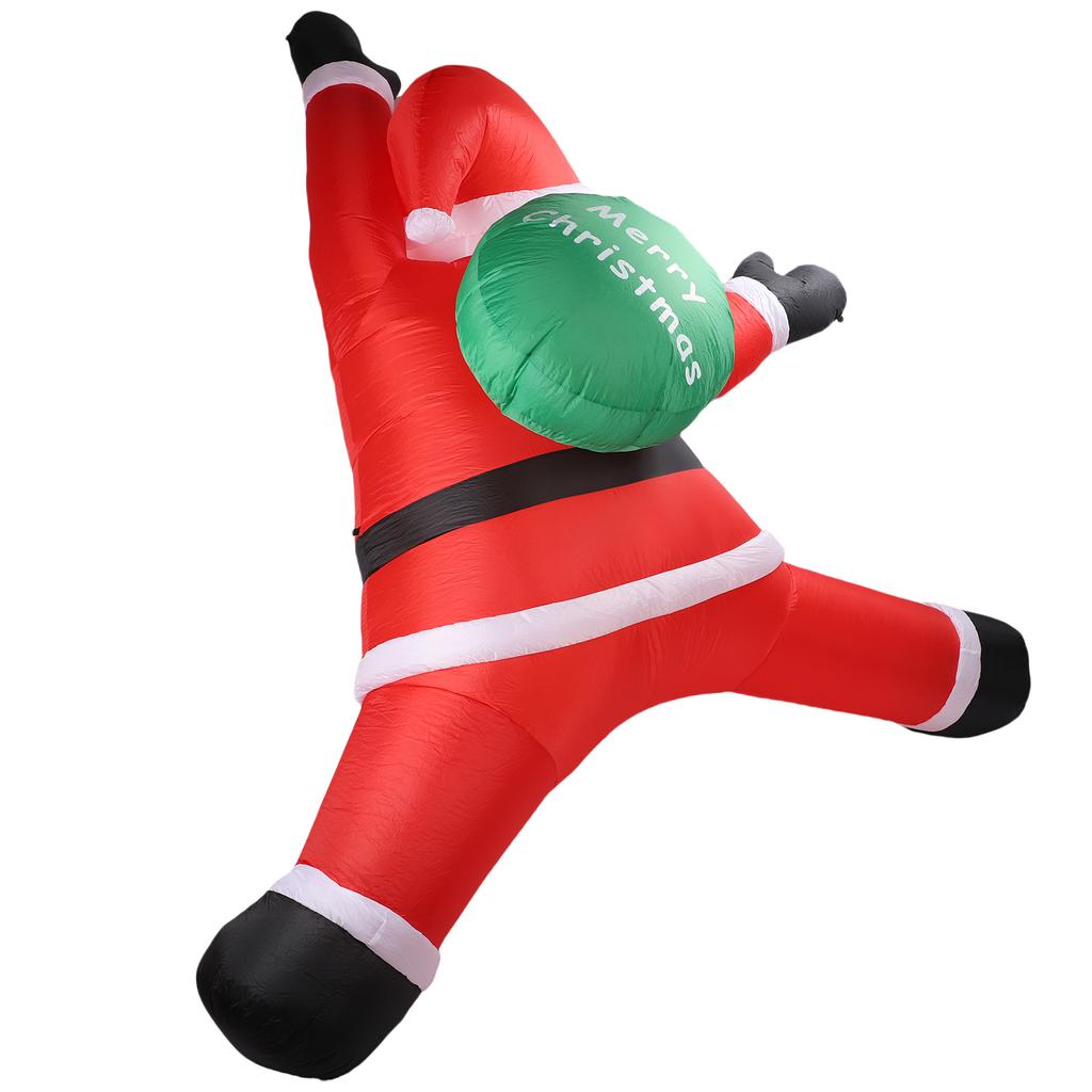 5.9ft Xmas Inflatable Santa Outdoor Decoration Climbing Santa with Present Bag Blow Up Decor Built In LED Light for