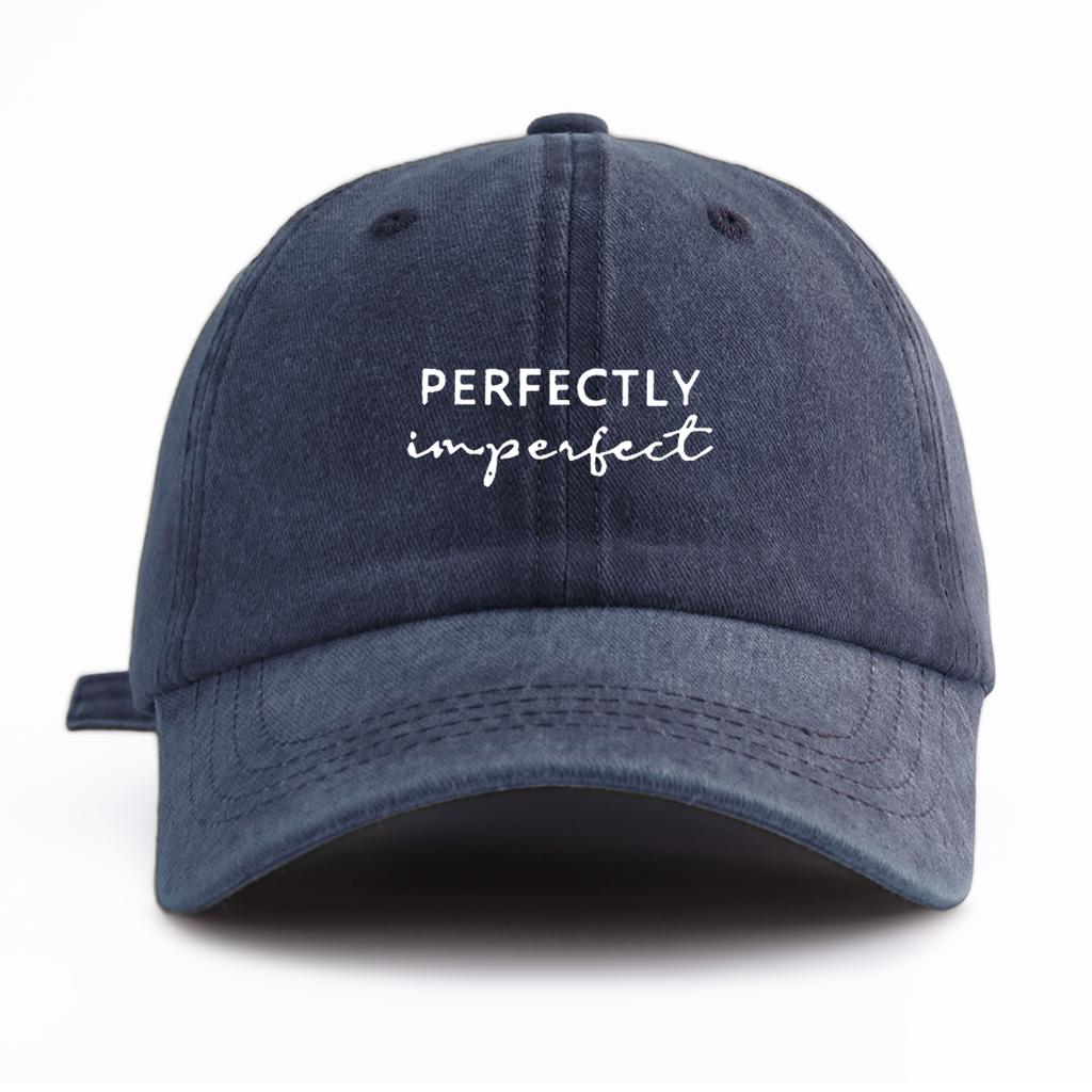 1pc PerIMPFCT Print Washed Baseball Cap for Adults,  Minimalist Retro Style Casual Soft Adjustable Dad Hat, Perfect As Gift