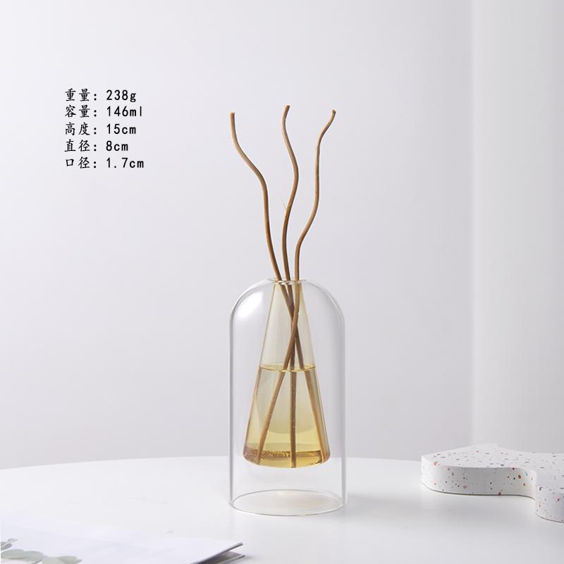 Double Glass Vase Hydroponic Plant Flower Arrangement Glass Empty Bottle Ornaments Simple Essential Oil Aromatherapy Bottle