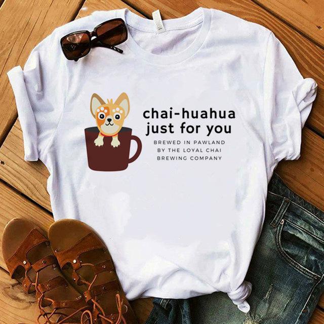 Zogankin Chihuahua Momma Print Dámské tričko Léto Nová móda Tričko Funny Dog Design Krásná dívka Tričko Tričko Femme
