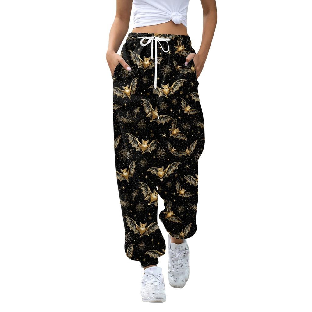 Women's Sports Pants With Pockets Fashion Print Elastic Waist Pants Casual Sweatpants Pants