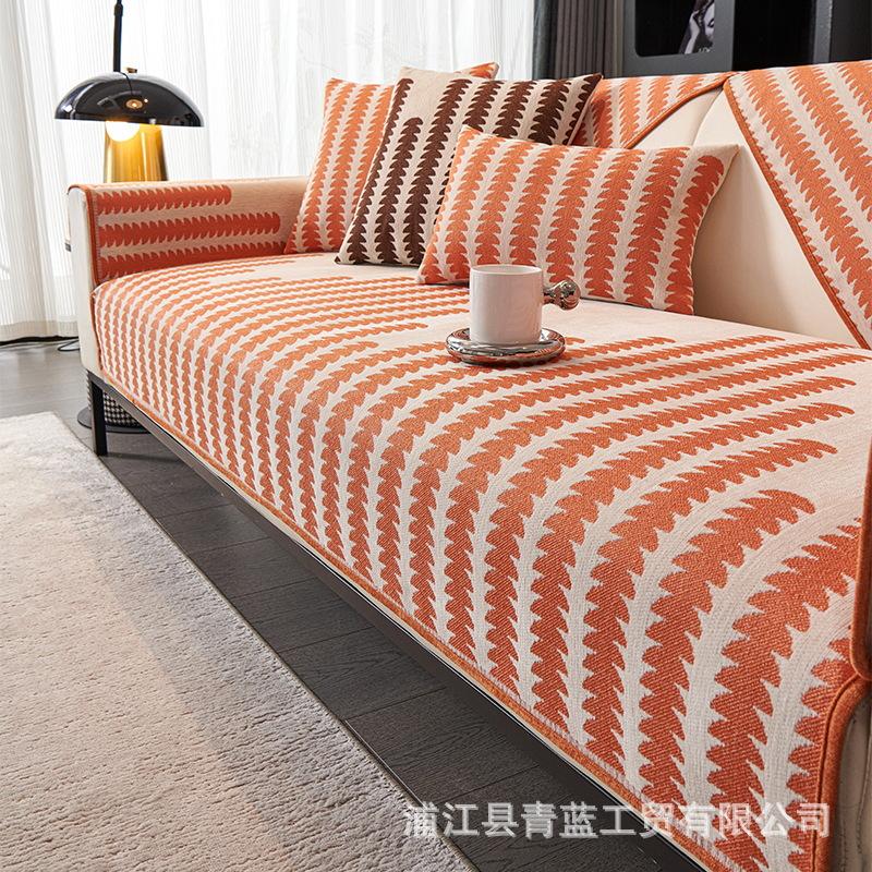 

Light Luxury High-End Chenille Sofa Cushion Universal In All Seasons, New Seat Cushion Sofa Special Cover Plush Cover Towel 70*70cm оранжевый