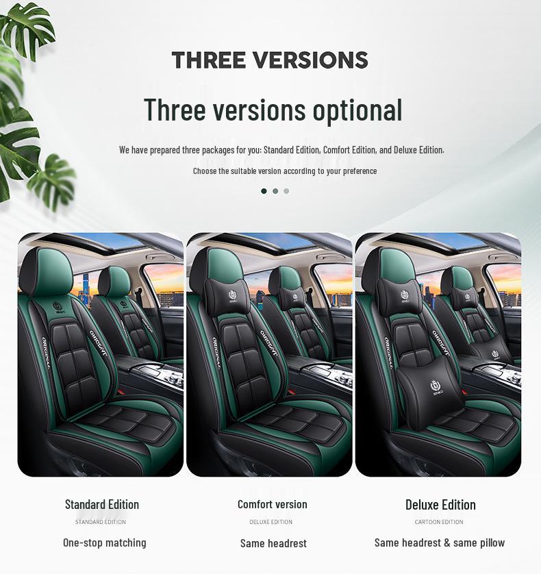 All-Season Nappa Leather Car Seat Cover with Full Coverage and Backrest Pad