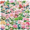 50pcs Cartoon Pink Lotus Graffiti Stickers PVC Material Personalized DIY Refrigerator And Mobile Phone Waterproof Daily Stickers