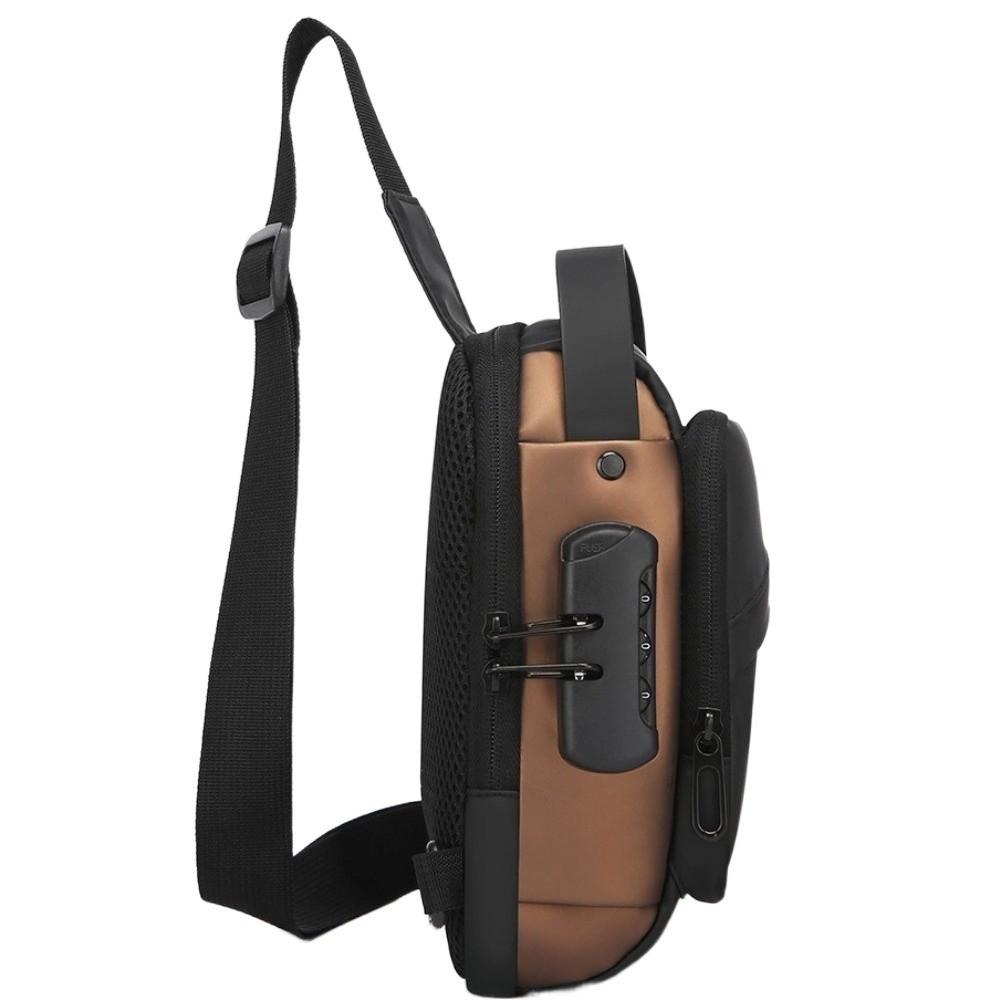 Anti-Theft Men'S Chest Bag Usb Charging Port Adjustable Strap Password Sling Bag Multi-Storey Waterproof Shoulder Crossbody Bag