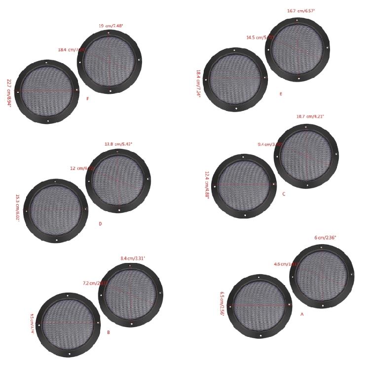 Speaker Net Cover Car Speaker Mesh Enclosure Plastic Frame & Metal Wire 2-8in