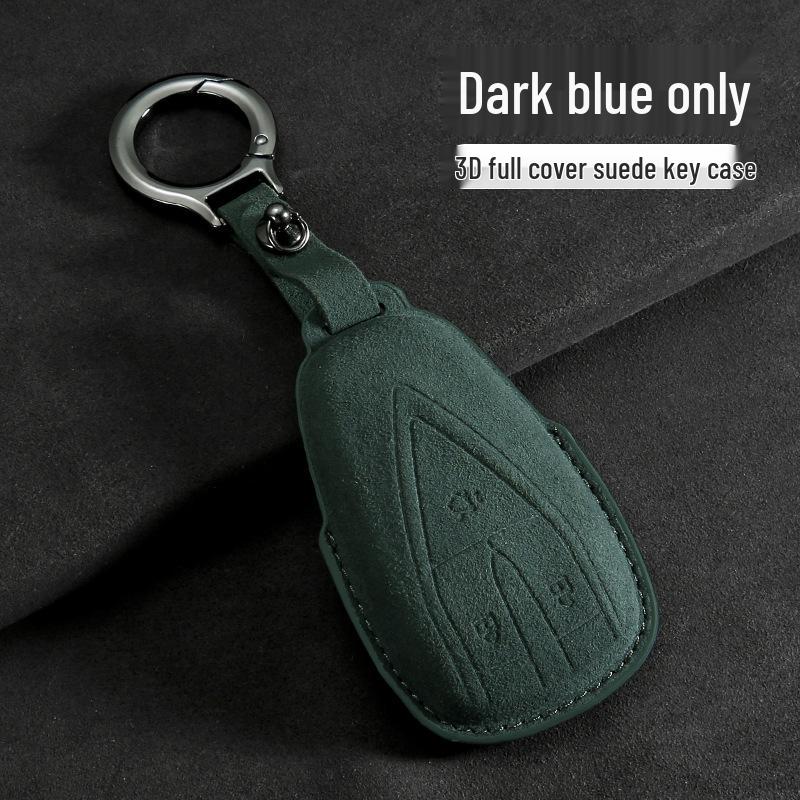 Unisex Deep Blue Suede Key Case with Buckle