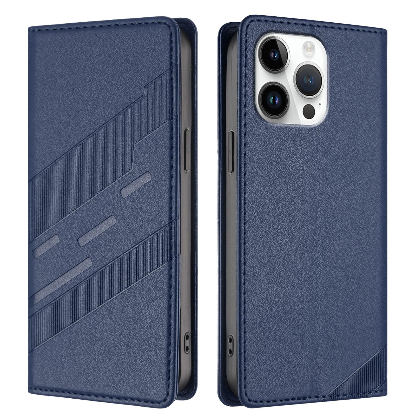 

Для iPhone 16 Pro Max Чехлы для телефона Панк-стиль Тисненый Кошелек Подставка Кожаная обложка Dark Blue