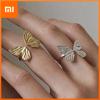 BF CLUB 925 Sterling Silver Gold Butterfly Rings for Women Fashion Geometric Vintage Handmade Irregular  Ring Party Gifts