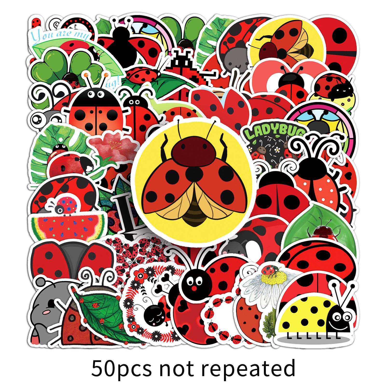 50 Ladybug Cartoon Stickers for Laptops, Skateboards, and Cars - Creative DIY Decoration
