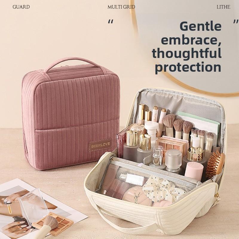 Organizzatore per Trucco Minimalista Moderno con Tessuto Peluche per Viaggio e Uso Domestico