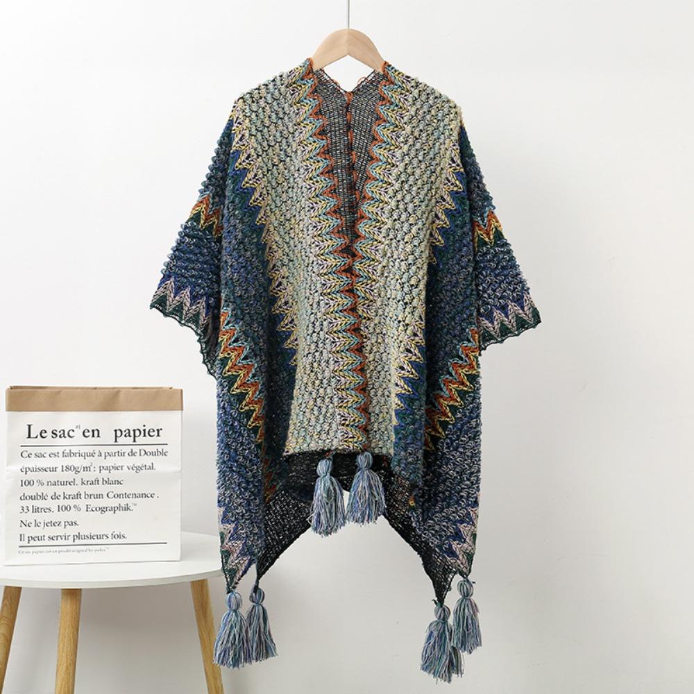 Neck Wrap Tassel Scarves Warm Knitted Cape Simple Imitation Cashmere Scarf Travel Vacation