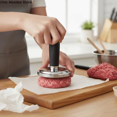 Cooking Aid Stainless Steel Manual Meat Pie Press Mold Non-Stick Round Meat Pounder Durable Hanging Patties Maker Cooking