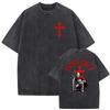 Knights Templar Graphic Tshirt Vintage Washed Gothic Streetwear Medieval Unisex Oversized Crew Neck Cotton Short Sleeve Tee Top