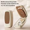 Přenosný dělič pilulek Nastavitelný dělič tablet 1/2 1/3 1/4 Dělič pilulek Přesné vycentrování a zarovnání pro kulaté oválné pilulky Řezání více pilulek najednou