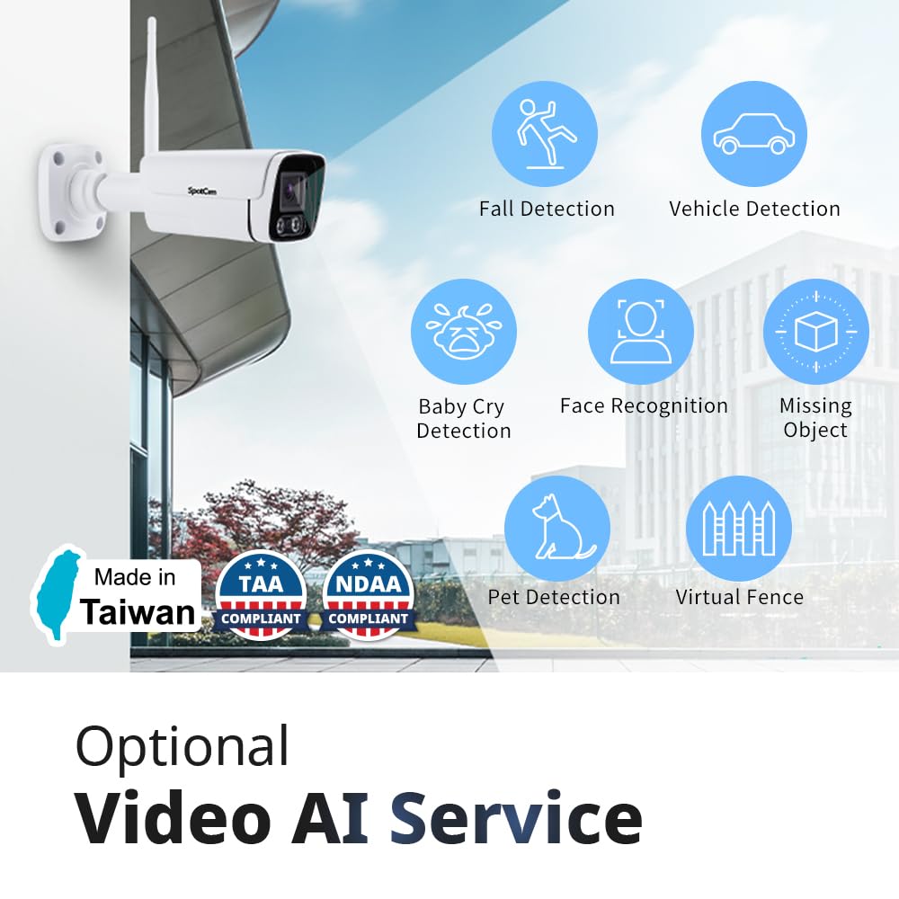SpotCam BCW1 Business bullet IP-kamera med 2K-oppløsning skysamarbeid farge natt menneskekropp SD livstid gratis sky laget i Taiwan spotlight,
