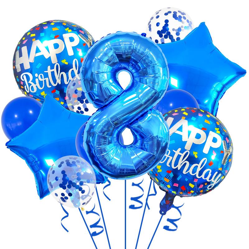 13pcs Blue Birthday Balloon with "Happy Birthday" Text - Perfect for Party Decorations, Anniversaries, and Festive Celebrations