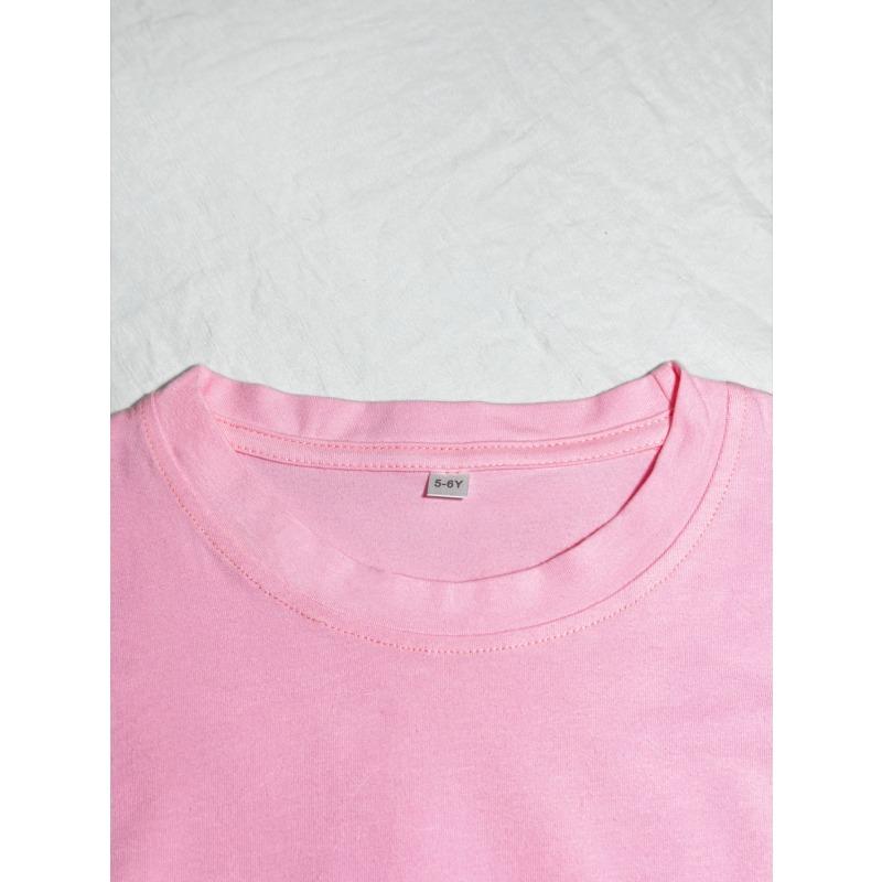 Kids Crewneck Short Sleeve T-Shirt, Cute Cat Print Casual Tee for Spring Summer
