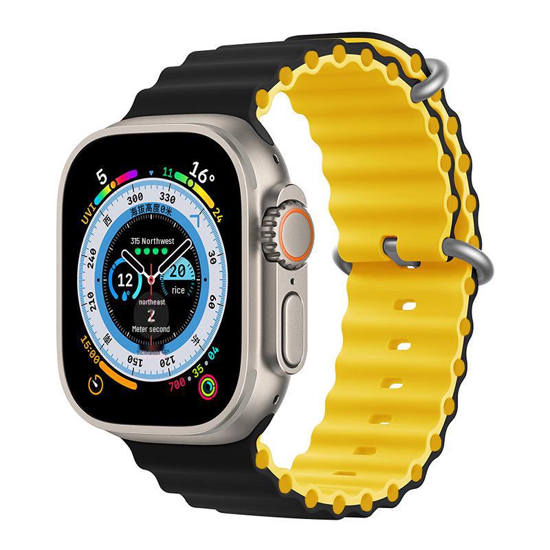 Apple Marine Watch Strap: Two-Color Silicone Band for Apple Watch 8/7/SE/Ultra - Perfect for Sports