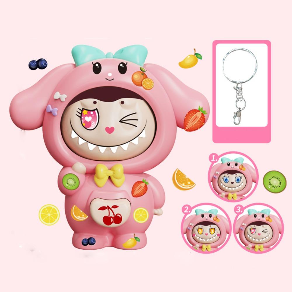 

Интерактивная кукла Labubu, меняющая лицо, меняющая лицо, улыбка, макияж, игрушка для ребенка, девочки и мальчика розовый