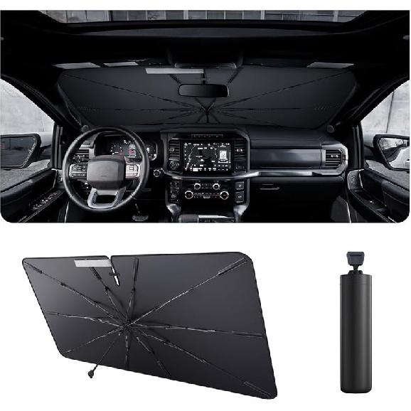 2025 Upgrade Car Windshield Sun Shade Windshield Sunshade Umbrella [Star Fabric] Protect Car from Sun Rays&Heat Damage Keeps Vehicle Cool, Spring