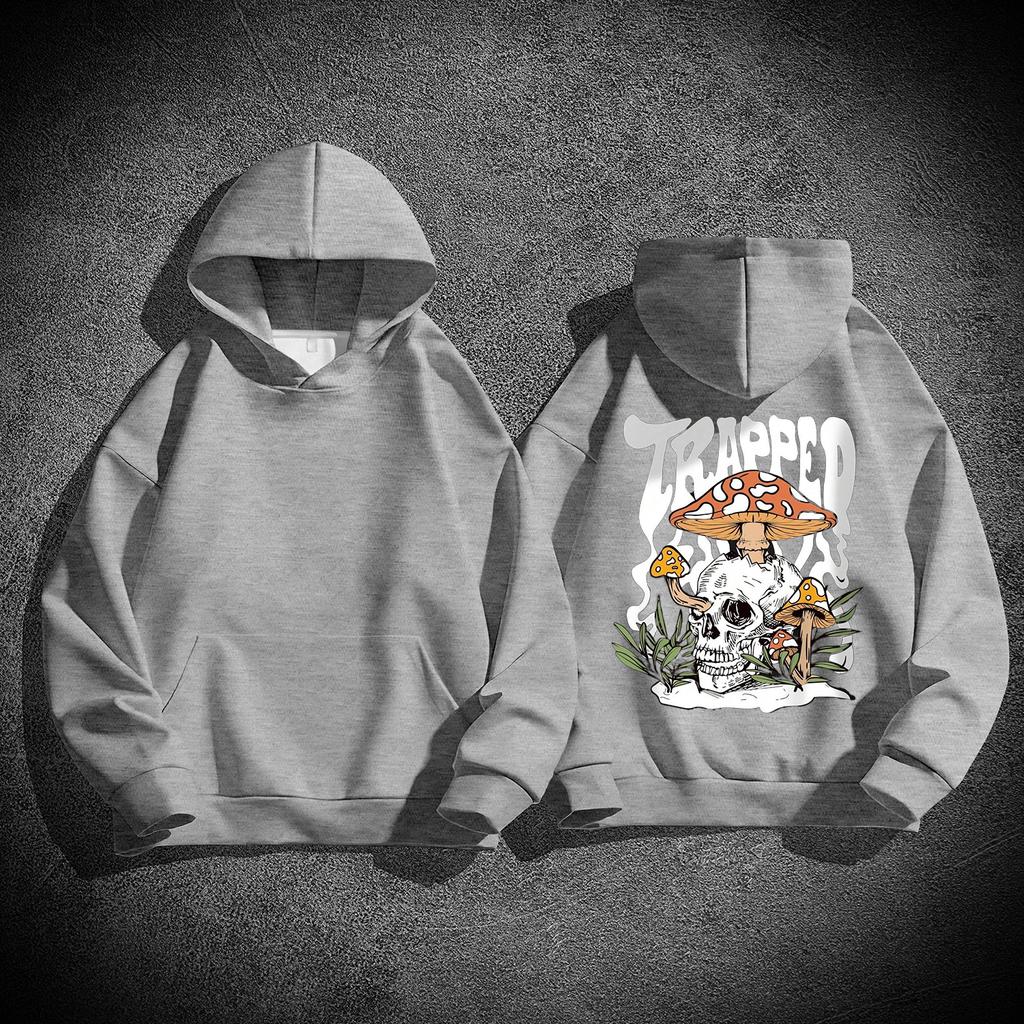 Skull Mushroom Printed Solid Unisex Hoodies Casual Autumn/Winter Sports Shirt Street Long Sleeves Minimalist Top sweatshirt