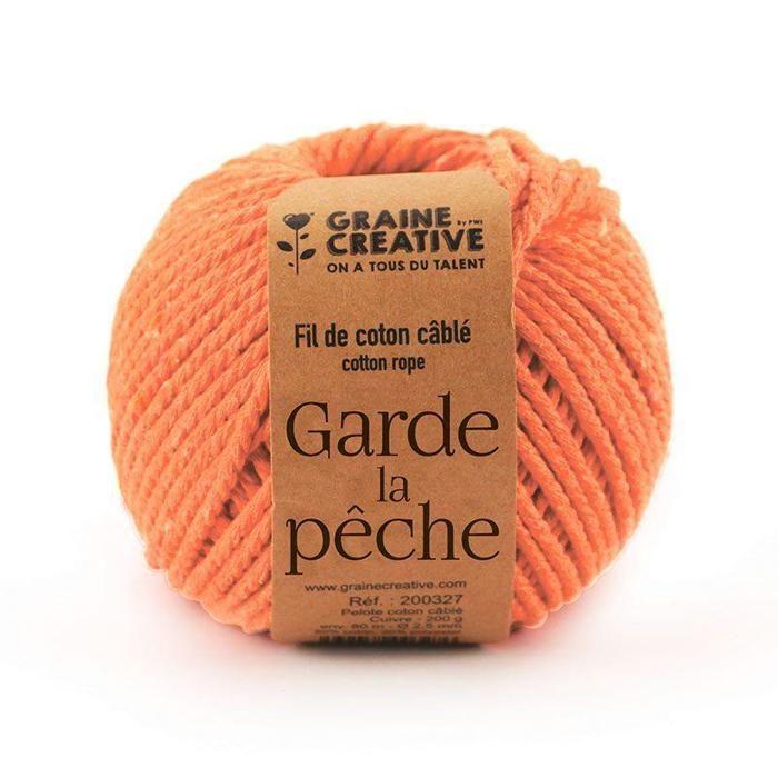 Fil en coton - GRAINE CREATIVE - 80 m - Ø 2,5 mm - Couleur pêche - Mixte