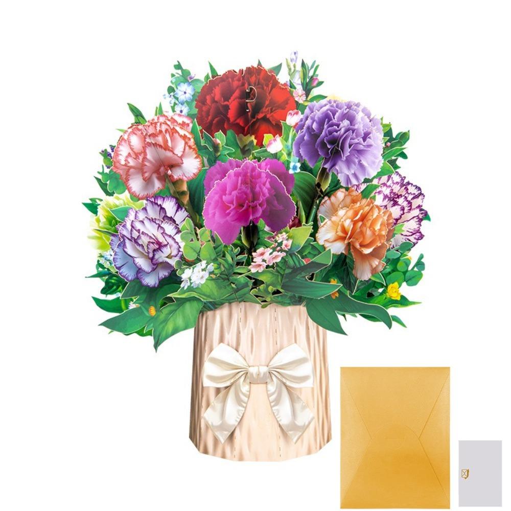 1 Set 13.8inch Holiday Cards Bouquets Foldable Party Invitation Cards Three-dimensional Large Display Tables Handmade Card Gifts