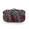 Volle Steine Blume Party Box Clutch Lila/grün Kristall Abendtasche Hochzeit Braut Minaudiere Handtaschen Kette Damen Tasche