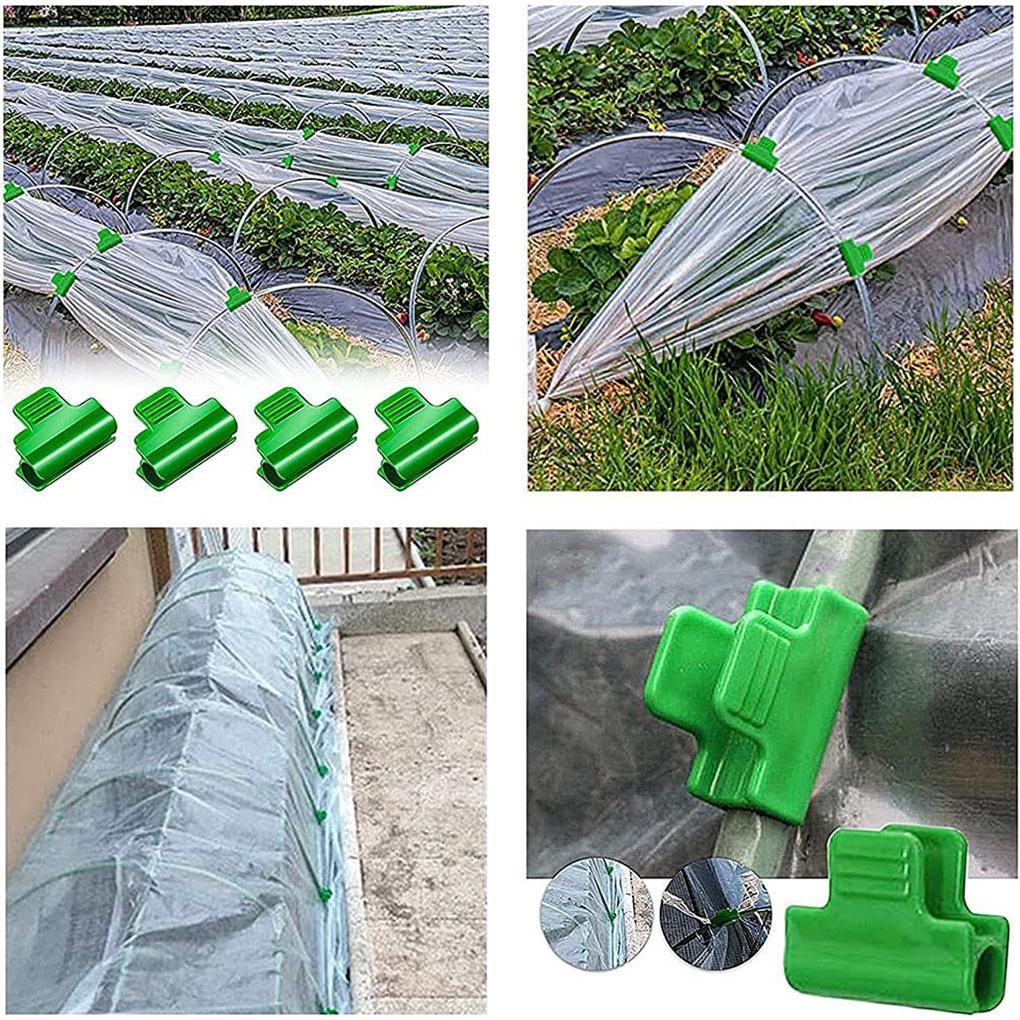 Pack of 24 Greenhouse Clamps Row Cover Netting Tunnel Film Hoop Clips Garden Support Rod Shading Clamp Set Outdoor