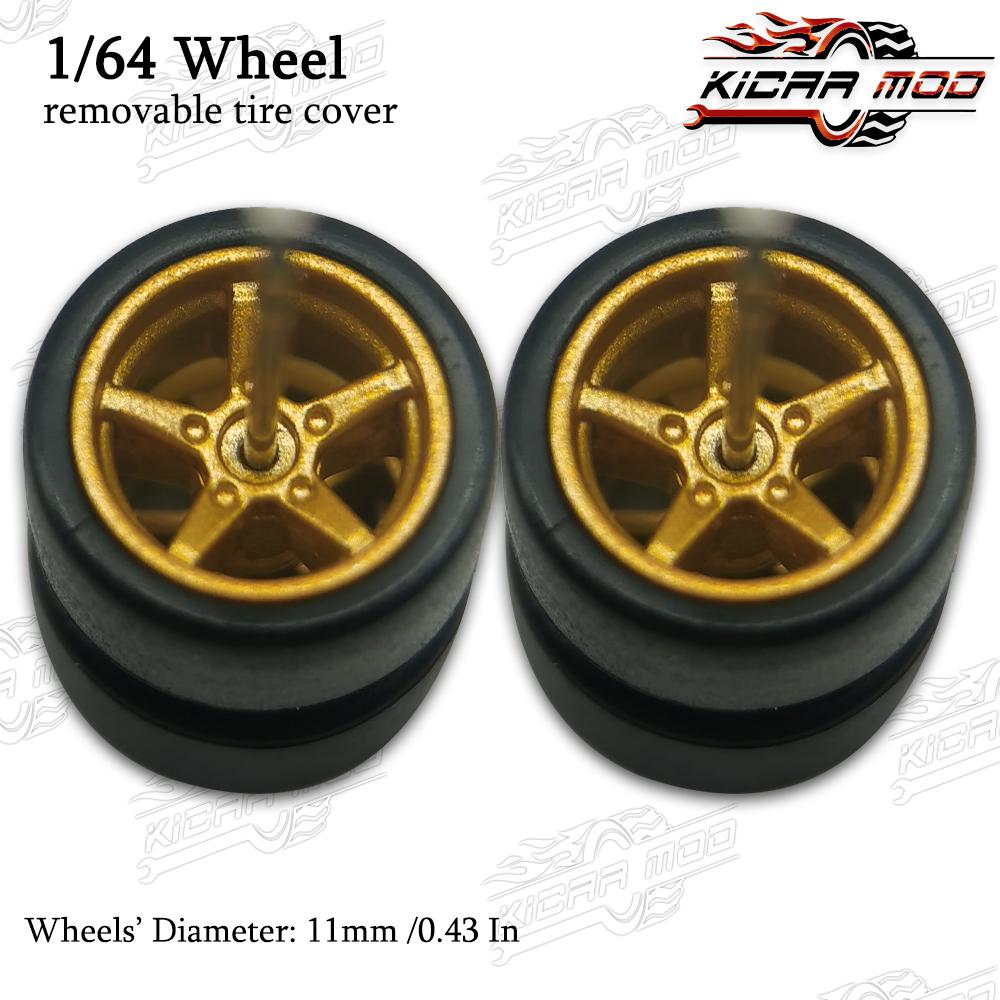 1/64 Rlc Premium Wielen Met Rubberen Slickbanden Voor Wielen Advan Gt Modelauto Opknaponderdelen D:11Mm (1 Instellen)