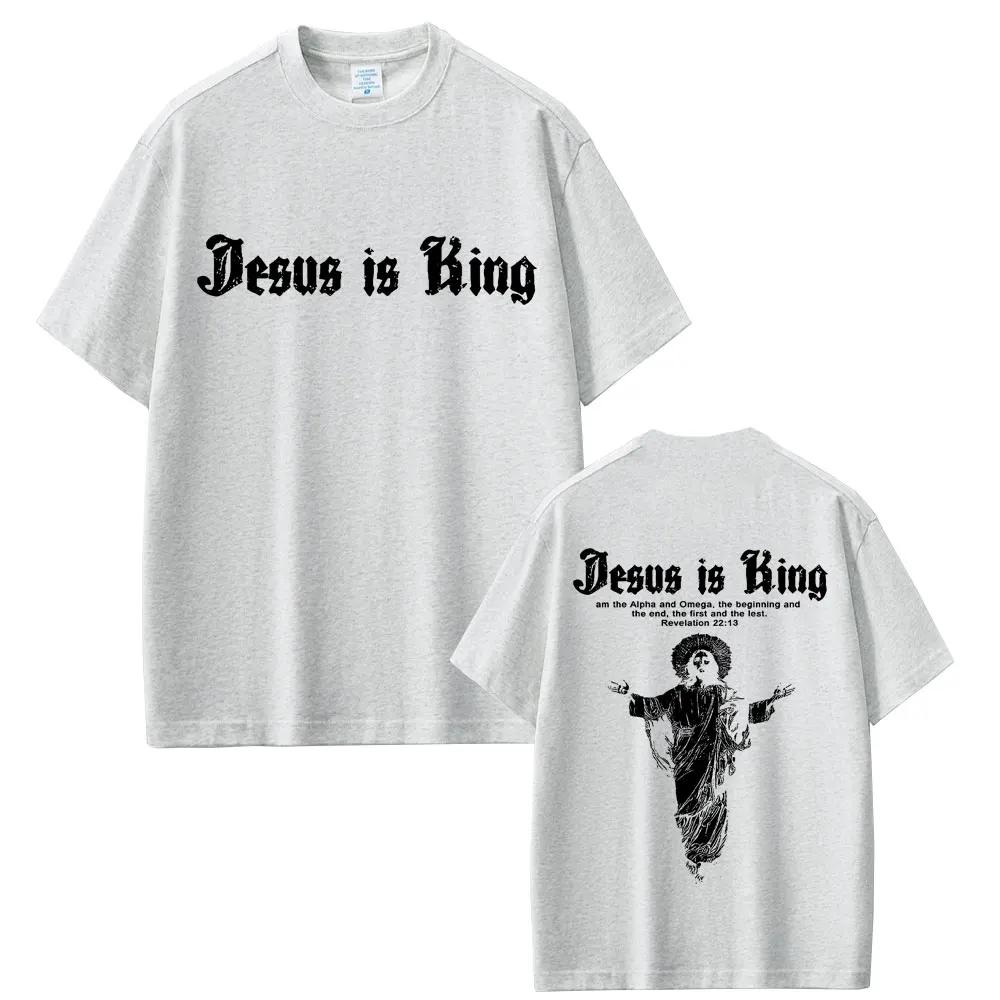 Summer Men Women Fashion Gothic Rock T Shirt Streetwear Jesus Is King Graphic T-shirt Christian Religious Short Sleeve T-shirts