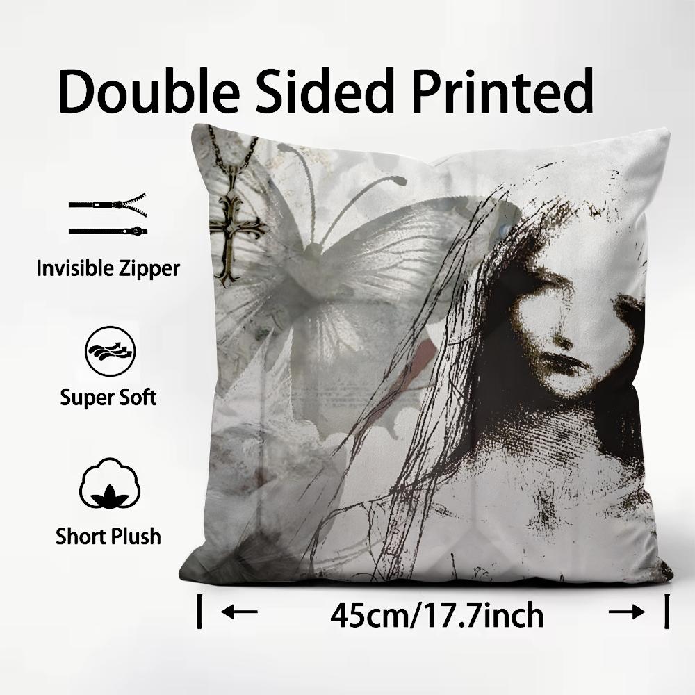 

Gothic Coquette Cybersigilism Cushion Cover Plush Fabric Soft DoubleSided Printed Sofa Warm Winter Home Child Gift Pillow Case 30x30cm