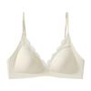 French Triangle Cup Lace Underwear Women's Small Breasts Gather Not Empty Cup Deep V Beautiful Back Comfortable Breathable Thin Bra Cover