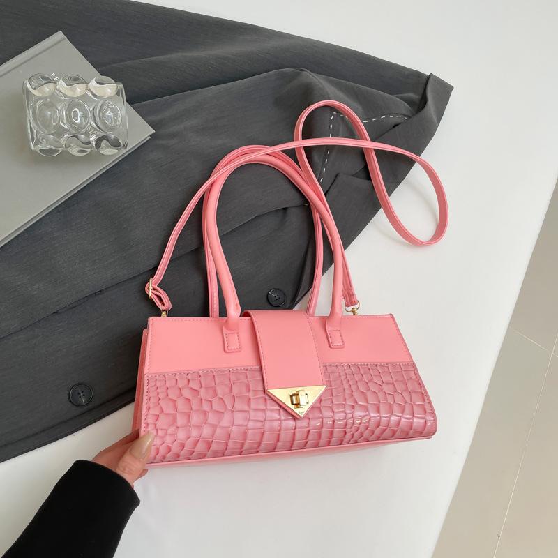 This year's popular women's bags 2025 spring and summer new fashion crocodile pattern splicing handbag texture large capacity messenger