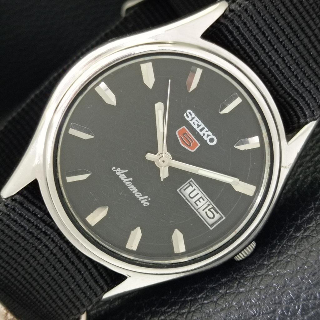 JAPAN VINTAGE SEIKO 5 AUTOMATIC 6309A MENS BLACK COLOR DIAL WATCH a701643-5 R206c-a701643