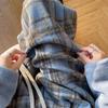 Women's Winter Fleece-Lined Tweed Plaid Wide-Leg Pants: Warm, Thick, Loose, and Straight-Leg Design.