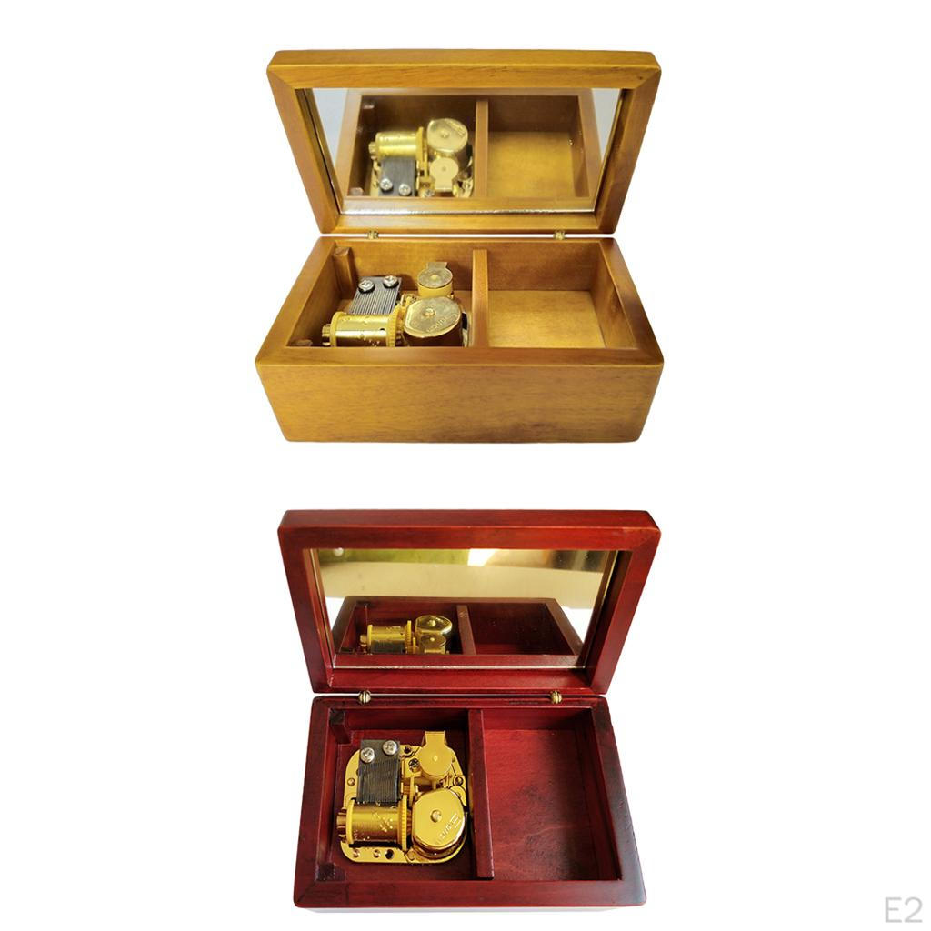 1 pièce Boîte à musique à bijoux en bois Exquis Artisanat d'art créatif Cadeau festif