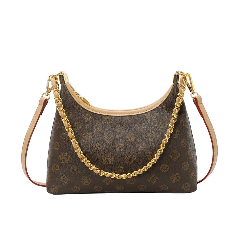 

New Retro Classic Monogram Crescent Chain Crossbody Shoulder Bag for Women