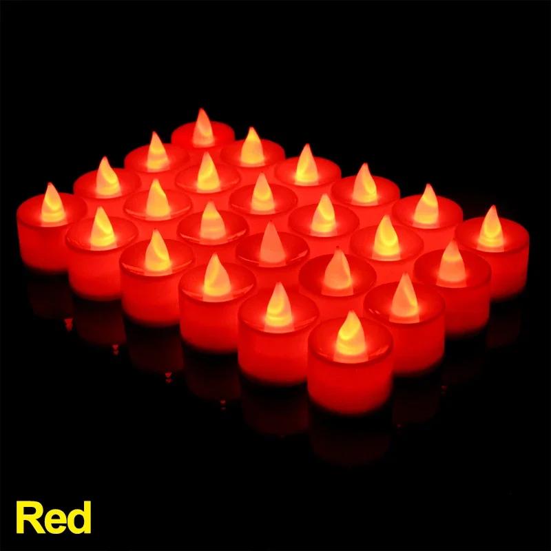 12-1Pcs Colorful LED Candles Battery Operated Flameless Tealight Fake Candles Lamp Wedding Birthday Party Home Decoration Lights