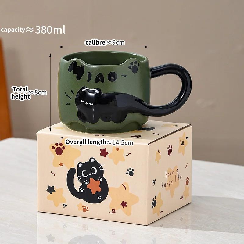 Üst Üste Konulabilen Kedi Kupası Kahve Çay Fincanı Sevimli Karikatür Tasarım Üst Üste Koyulabilir Yaratıcı Sevimli Seramik Günlük Ev Kullanımı İçin Eğlenceli Hediye Kupa