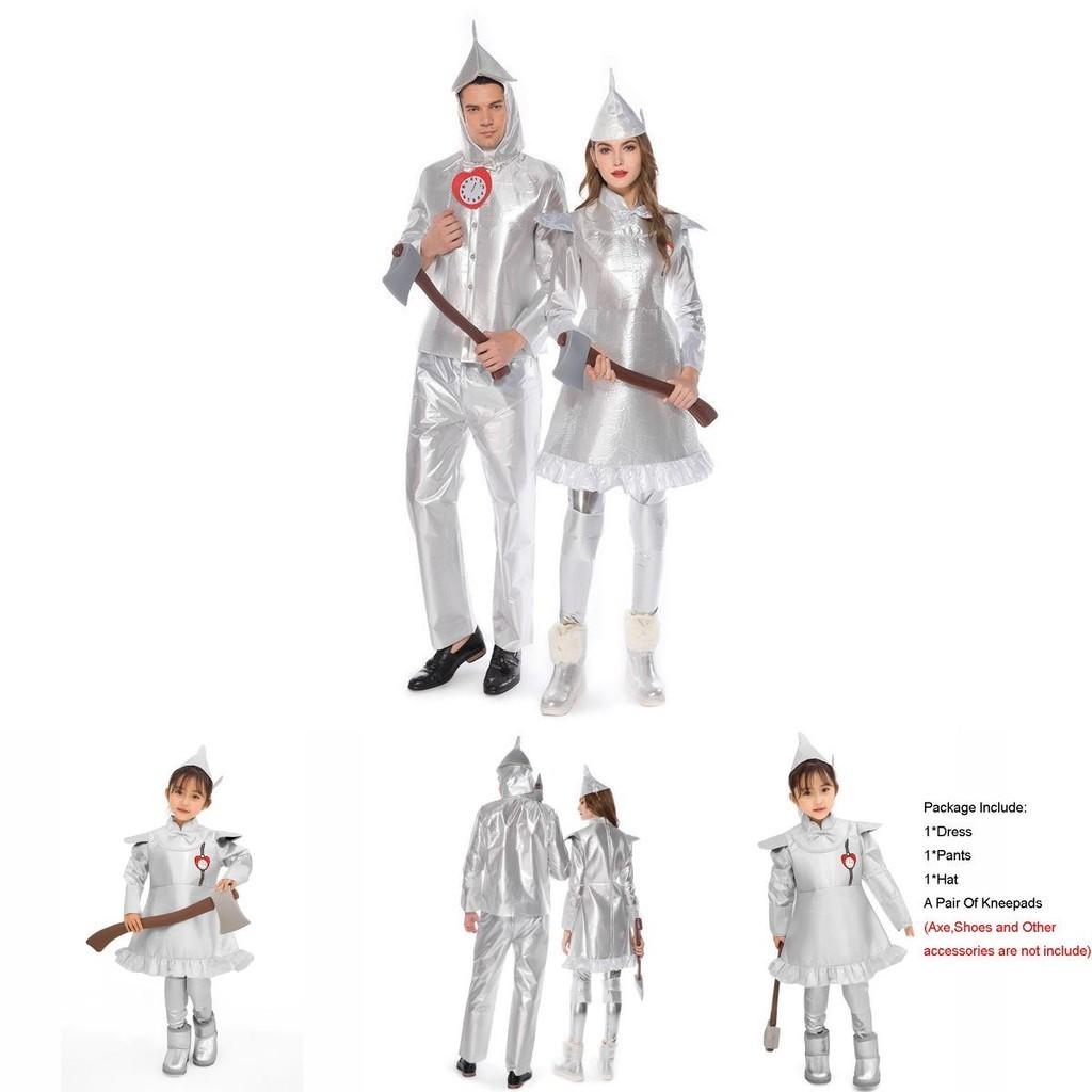 Enchanting Wizard Of Oz Tin Man Cosplay Costume For Adults And Kids In Silver