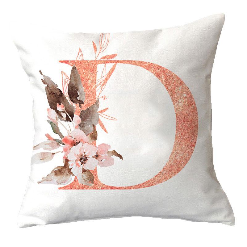 Ins Nordic Pillow Cover Pink Letter Cushion Pillow Cover Car Sofa Waist Home Furnishing Premium Durable Quality 45 * 45 (45g peach skin velvet)