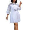 2024 Pure Color Lace Hollow Pleated Women's Dress - European and American Style