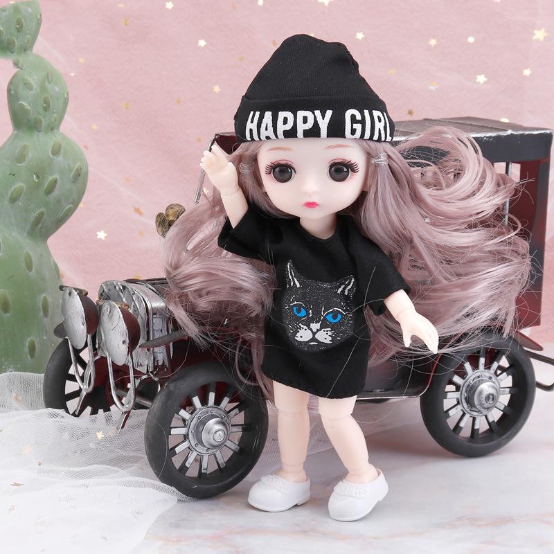 17CM Mini Movable 13Jointed Doll Girls Toy 3D Big Eyes BJD Princess Full Outfits Kjoler Collection Barnedukkegave