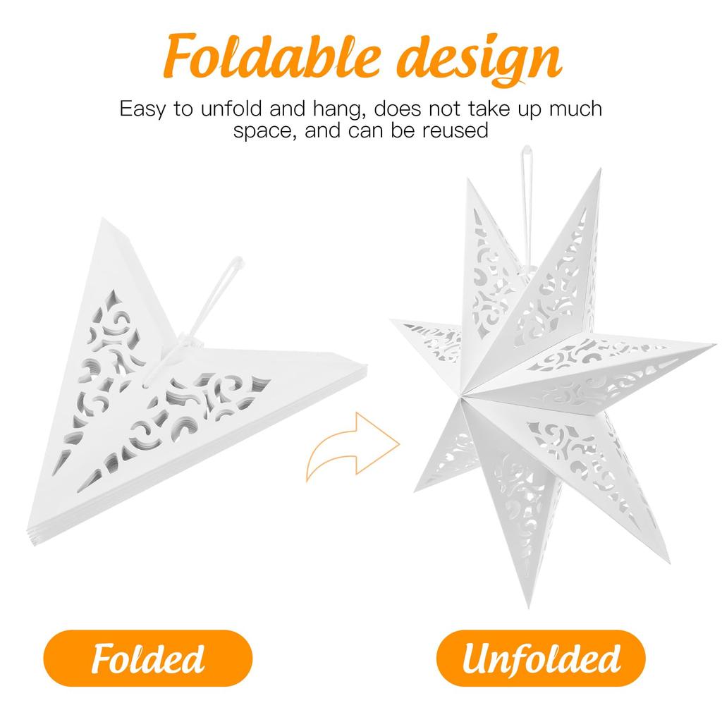Star-Shaped Paper Lampshade, 45cm, White, Hollow Design, Hanging, Decorative Light Cover for Indoor and Outdoor Use