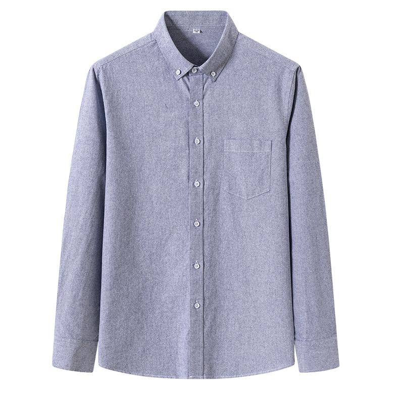 Cotton Oxford Long Sleeve Shirt Men Business Casual