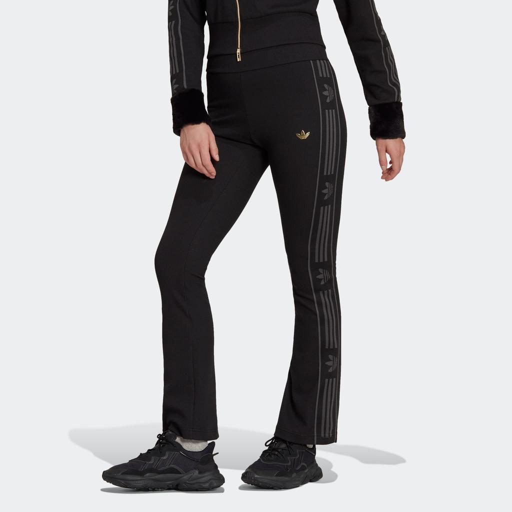 Adidas Originals Trefoil Flared Leggings With Brand Logo Patch Women Bottoms Black IA3911